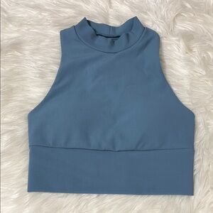 NWOT Kyodan Blue Ribbed Griffintown Mock Neck Bra Top XS